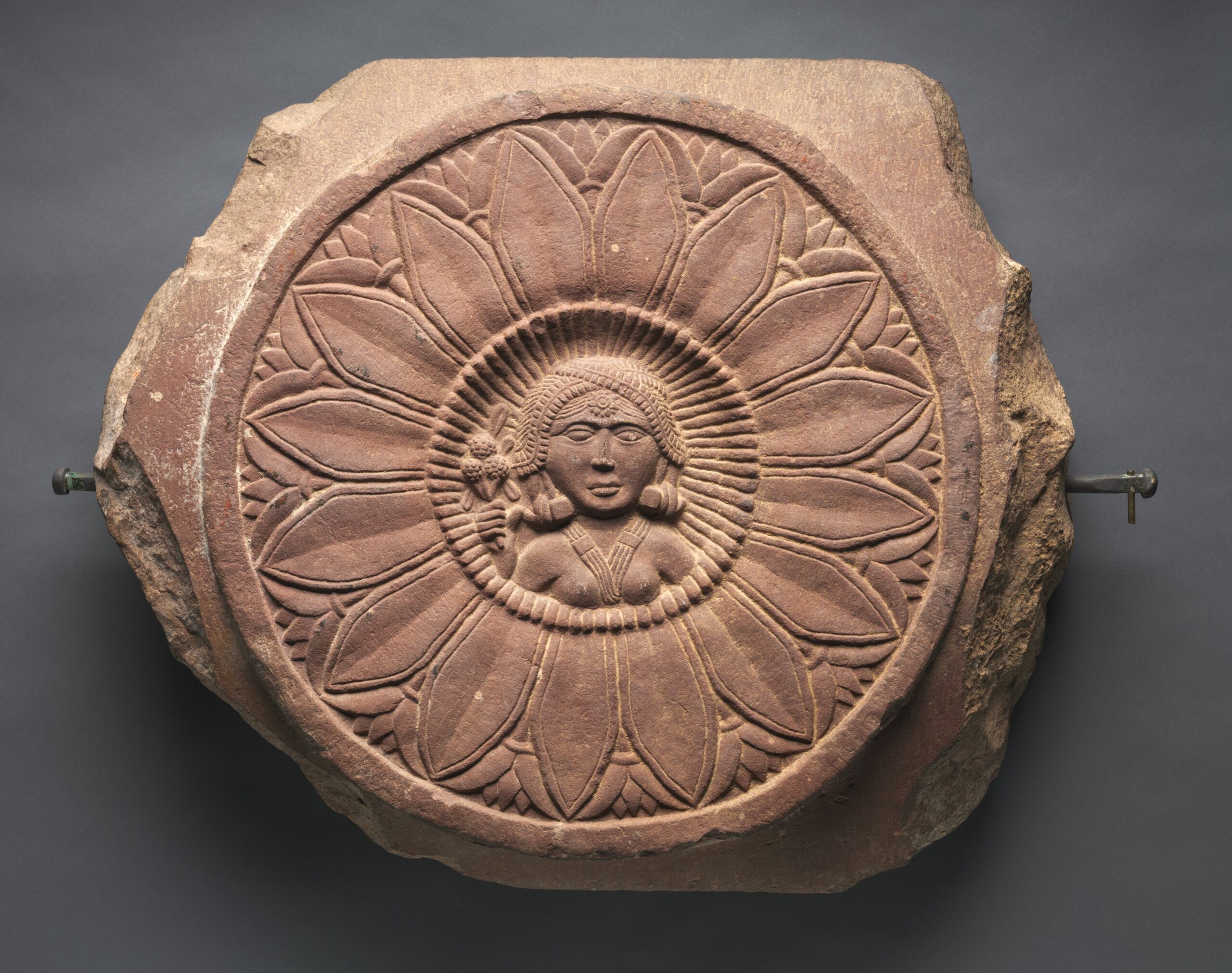 Double-Faced Crossbar from a Railing: Female Figure (verso), buddhist reliefs, c. 150 BCE