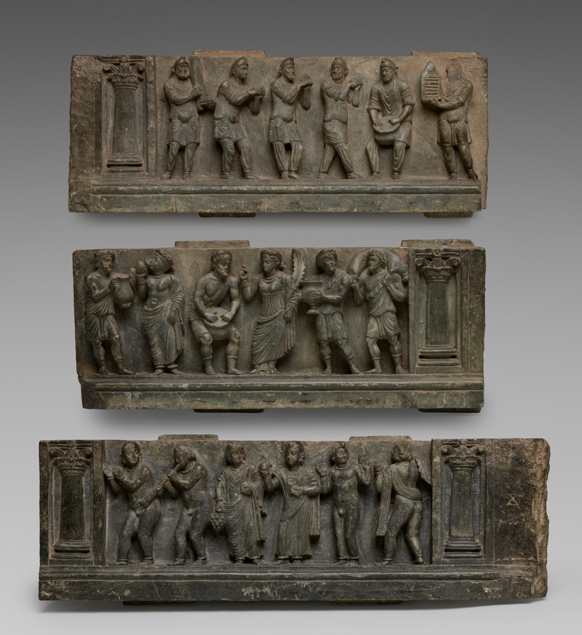 Foreigners and Non-Buddhists Drink, Dance, and Play Music, from a Buddhist Stupa Site, gandhara, c. 100 CE