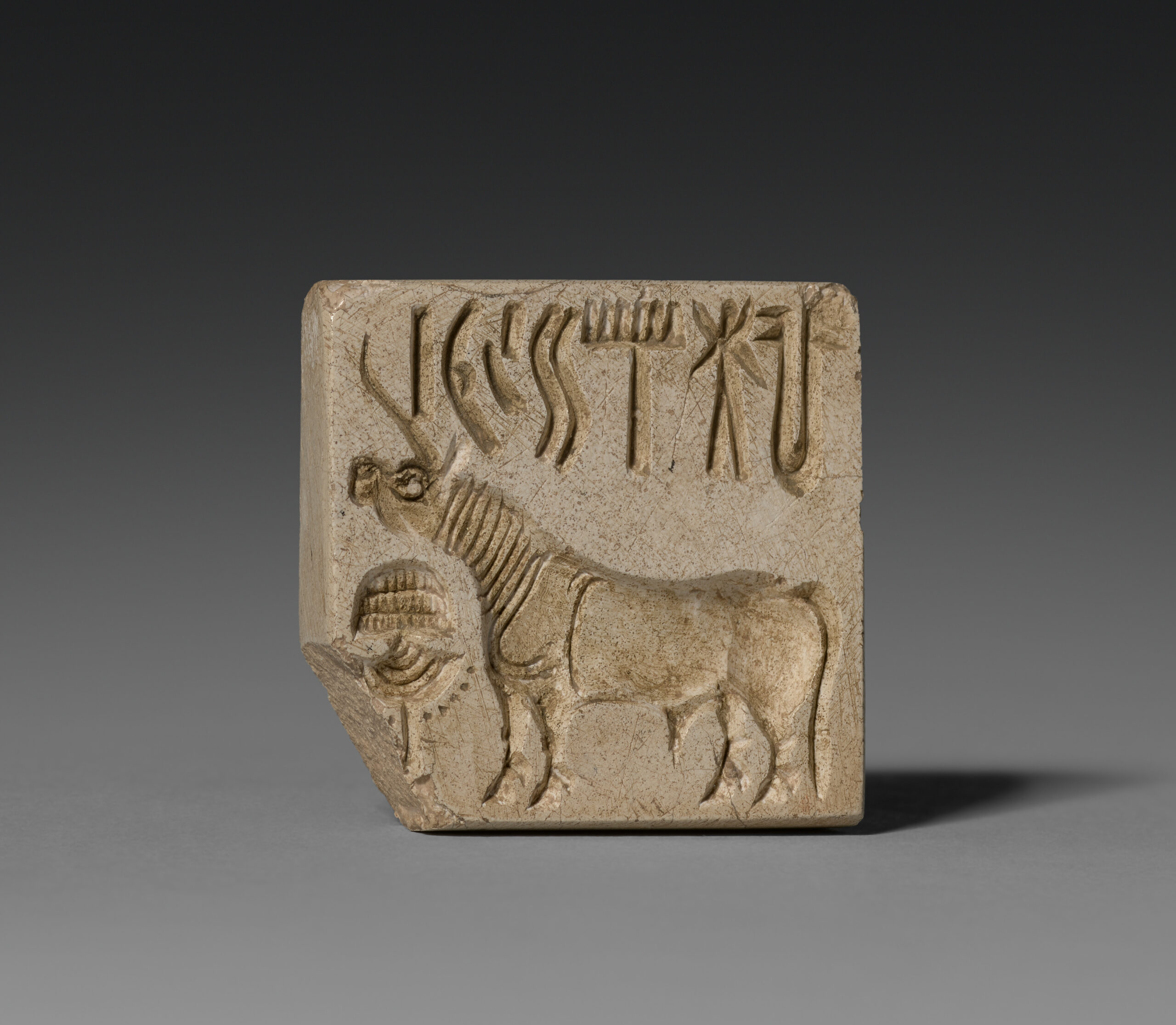 Seal with Unicorn and Inscription, indus valley, c. 2000 BCE