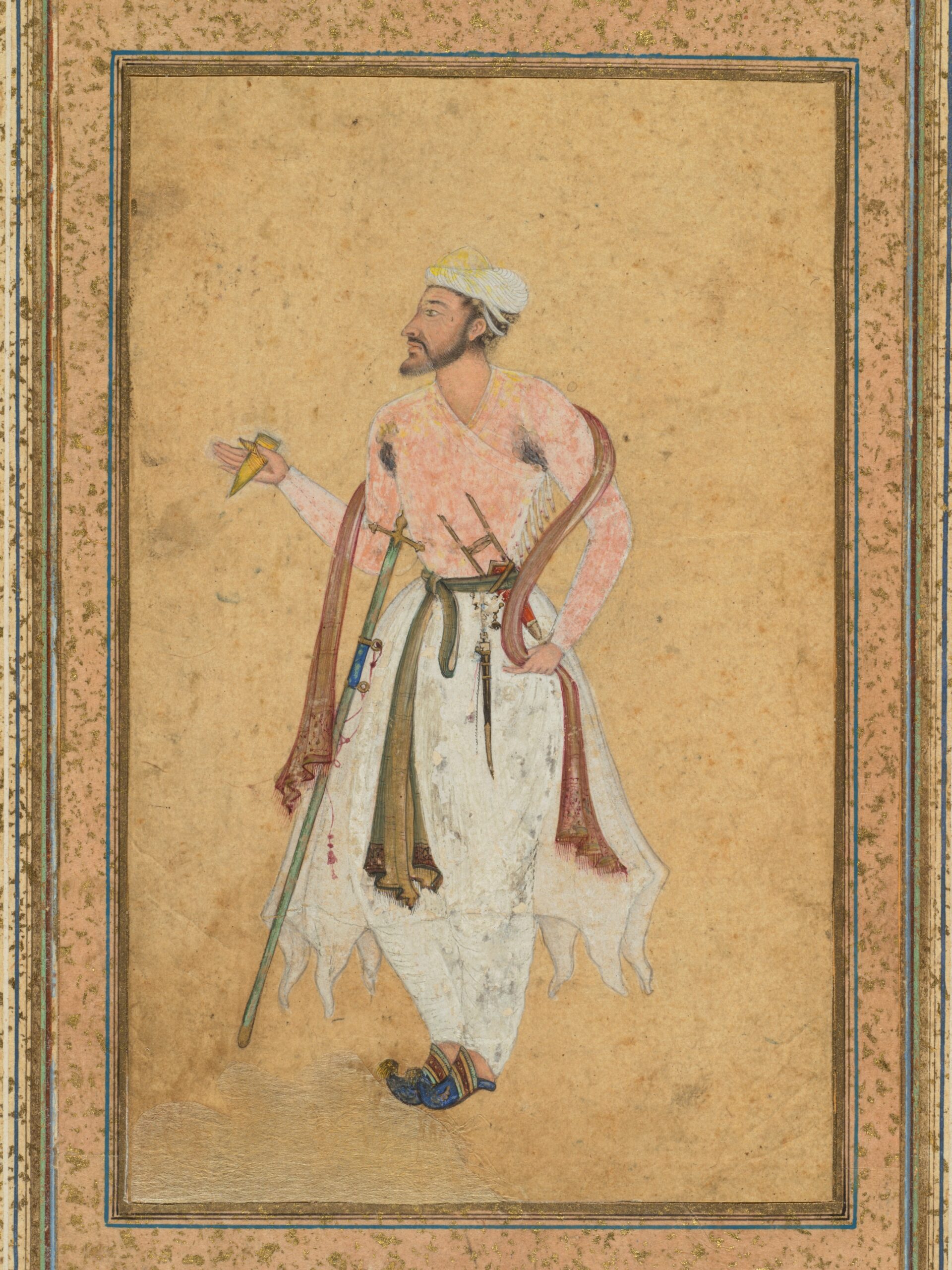 A Mughal courtier, mughal, c. 1575; border added probably 1700s
