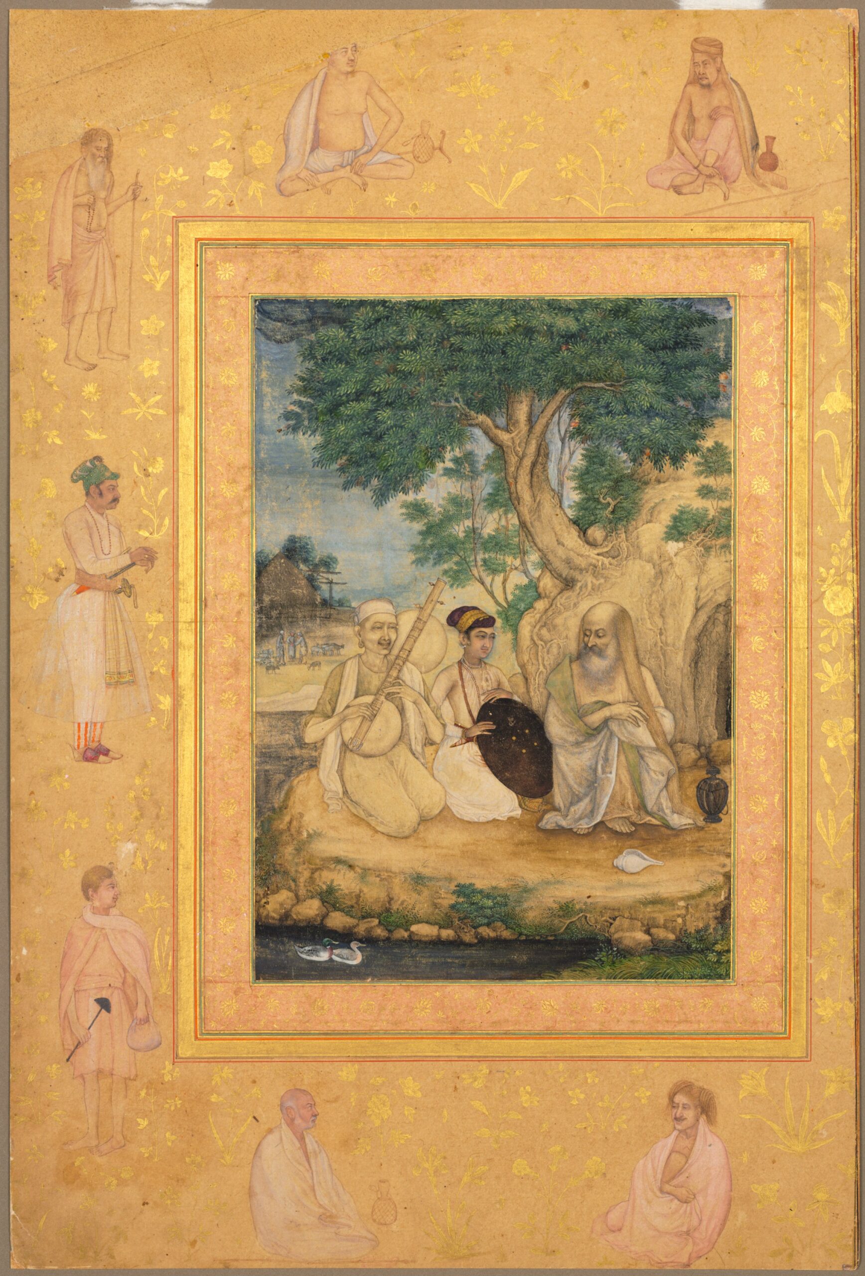 Prince and ascetics, from the Late Shah Jahan Album, mughal, c. 1630