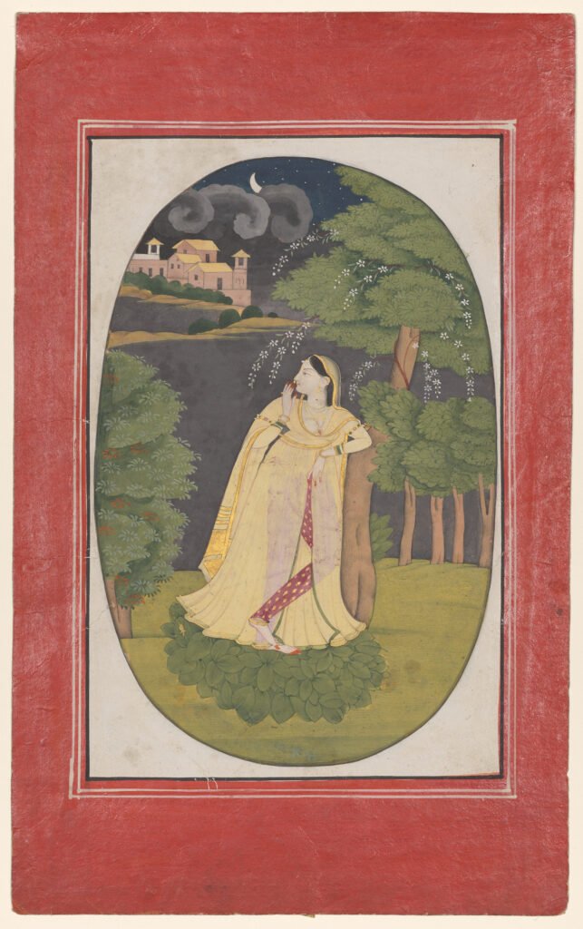 The heroine who waits anxiously for her absent lover (Utka Nayika)