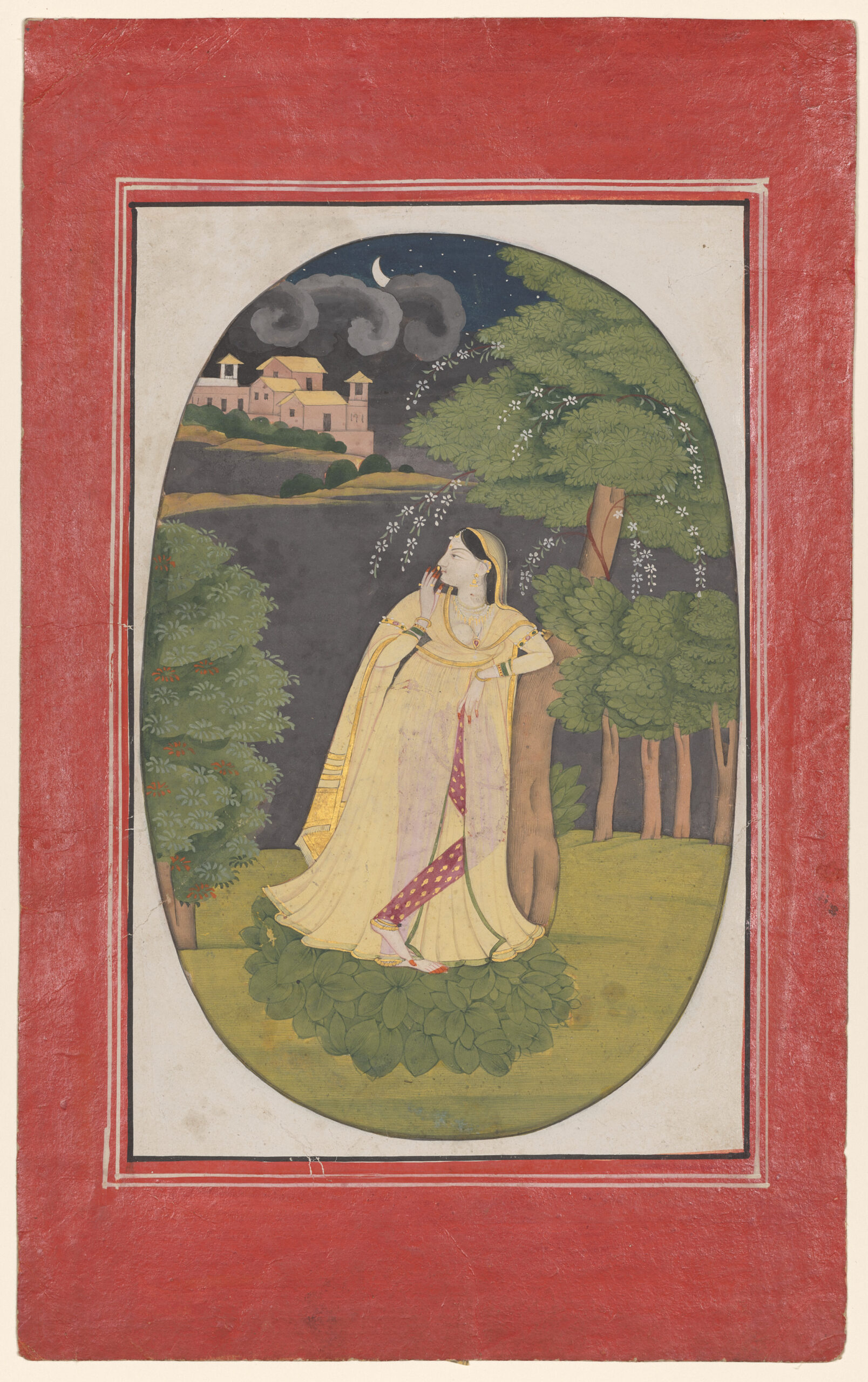 The heroine who waits anxiously for her absent lover (Utka Nayika), pahari, c. 1800