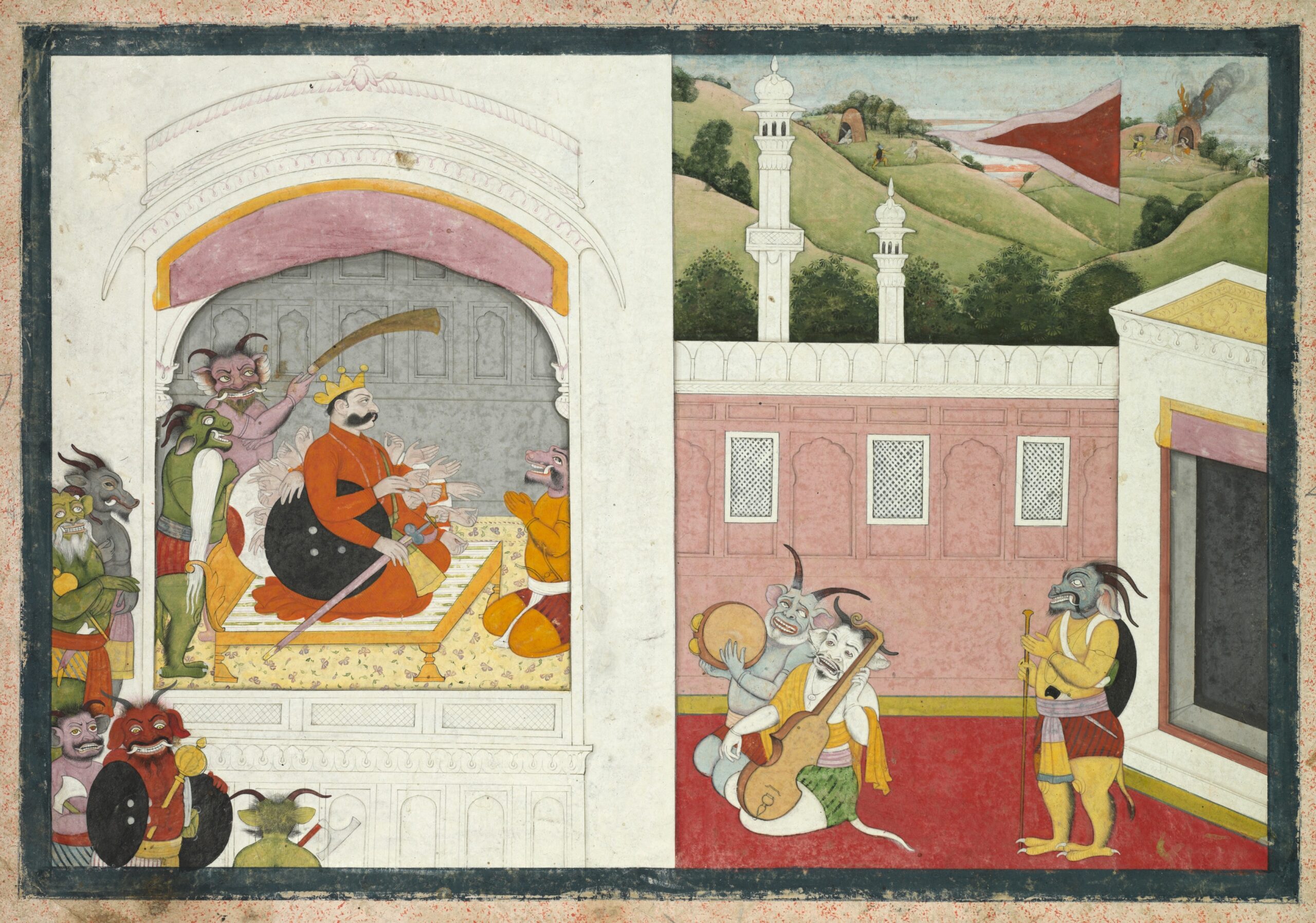King Bana in his court, from an Usha-Aniruddha, pahari, c. 1760–70