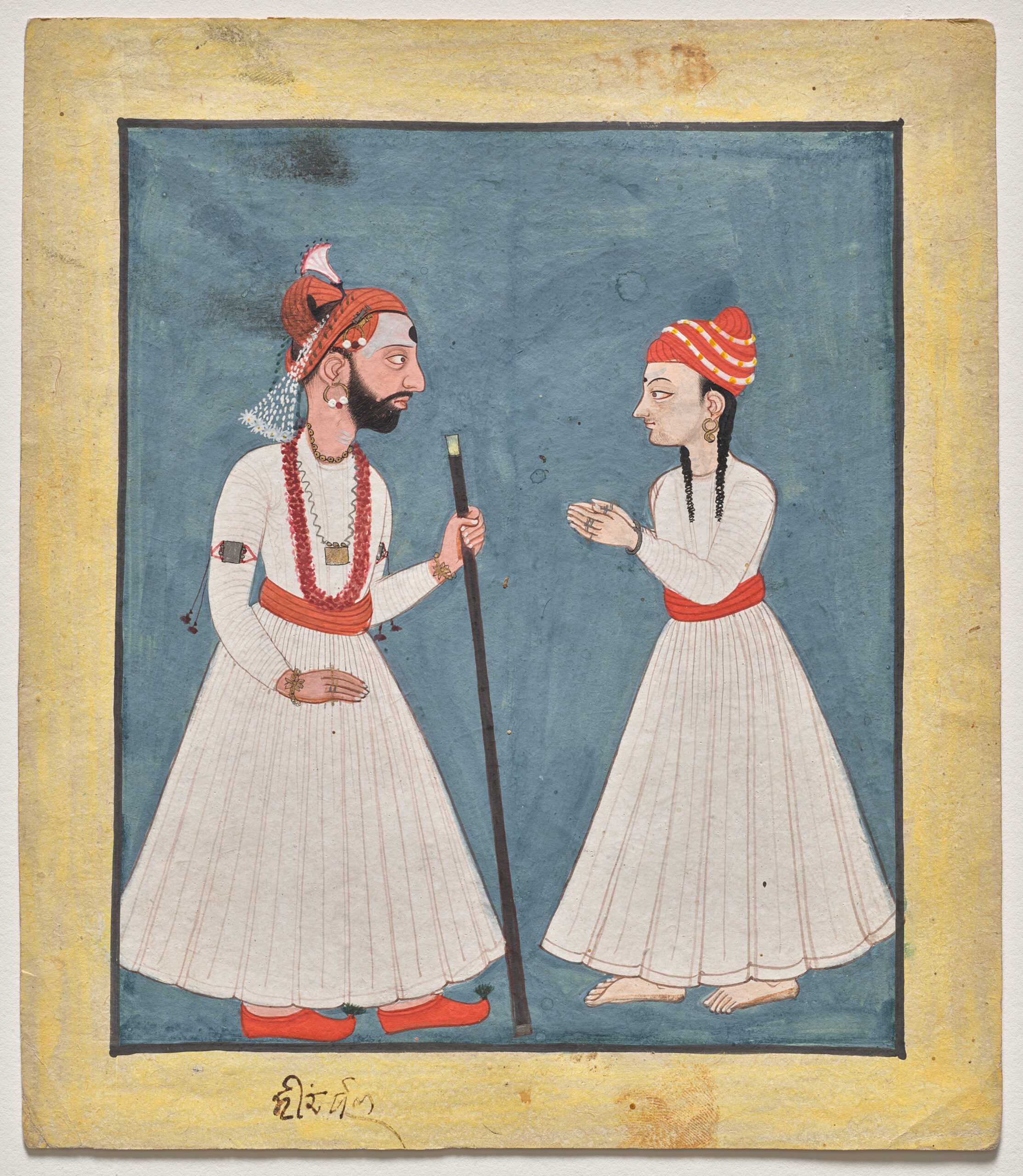 Shamsher Sen of Mandi with a youth, pahari, 1760–70
