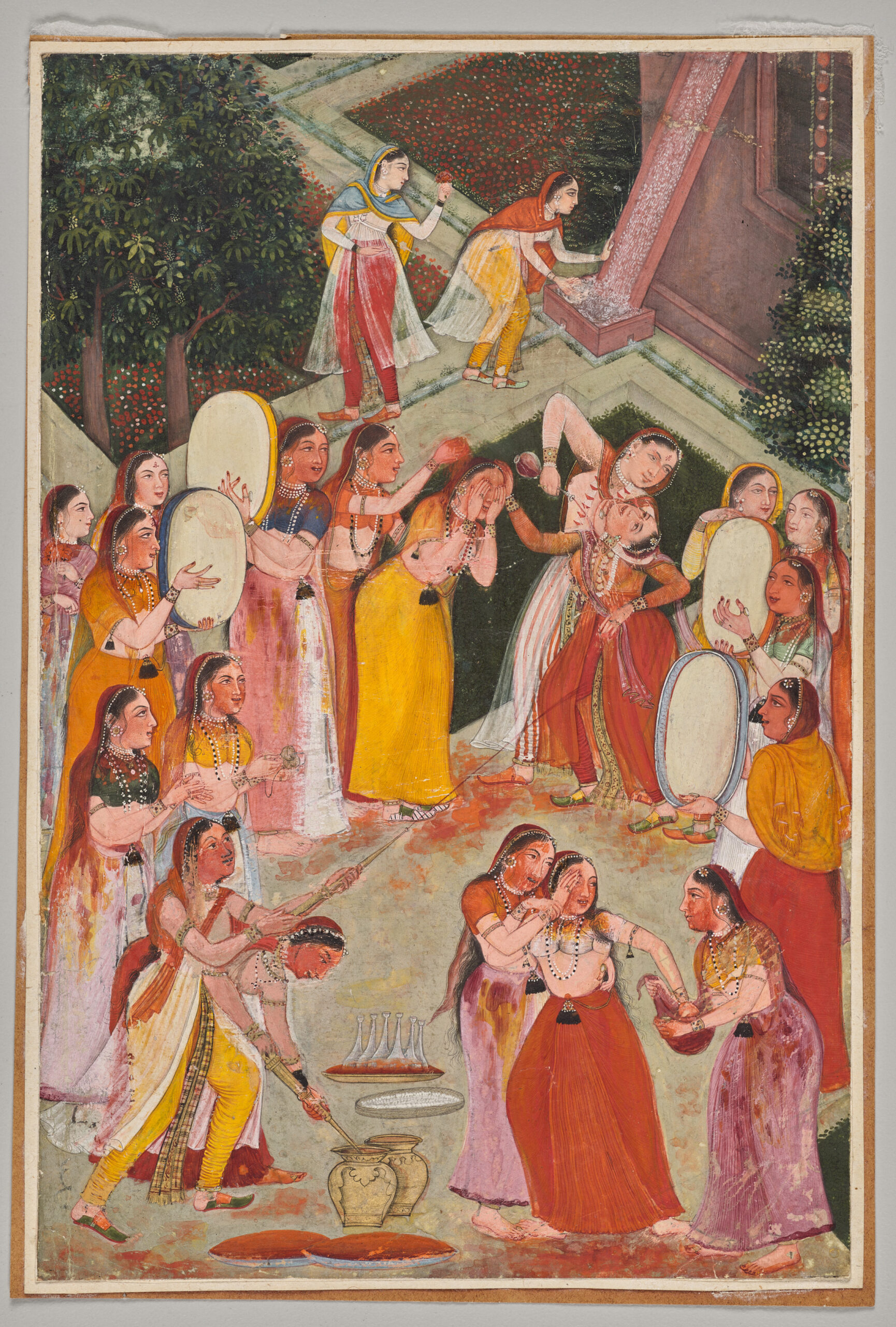 Girls Spraying Each Other at Holi, rajput, c. 1640–50