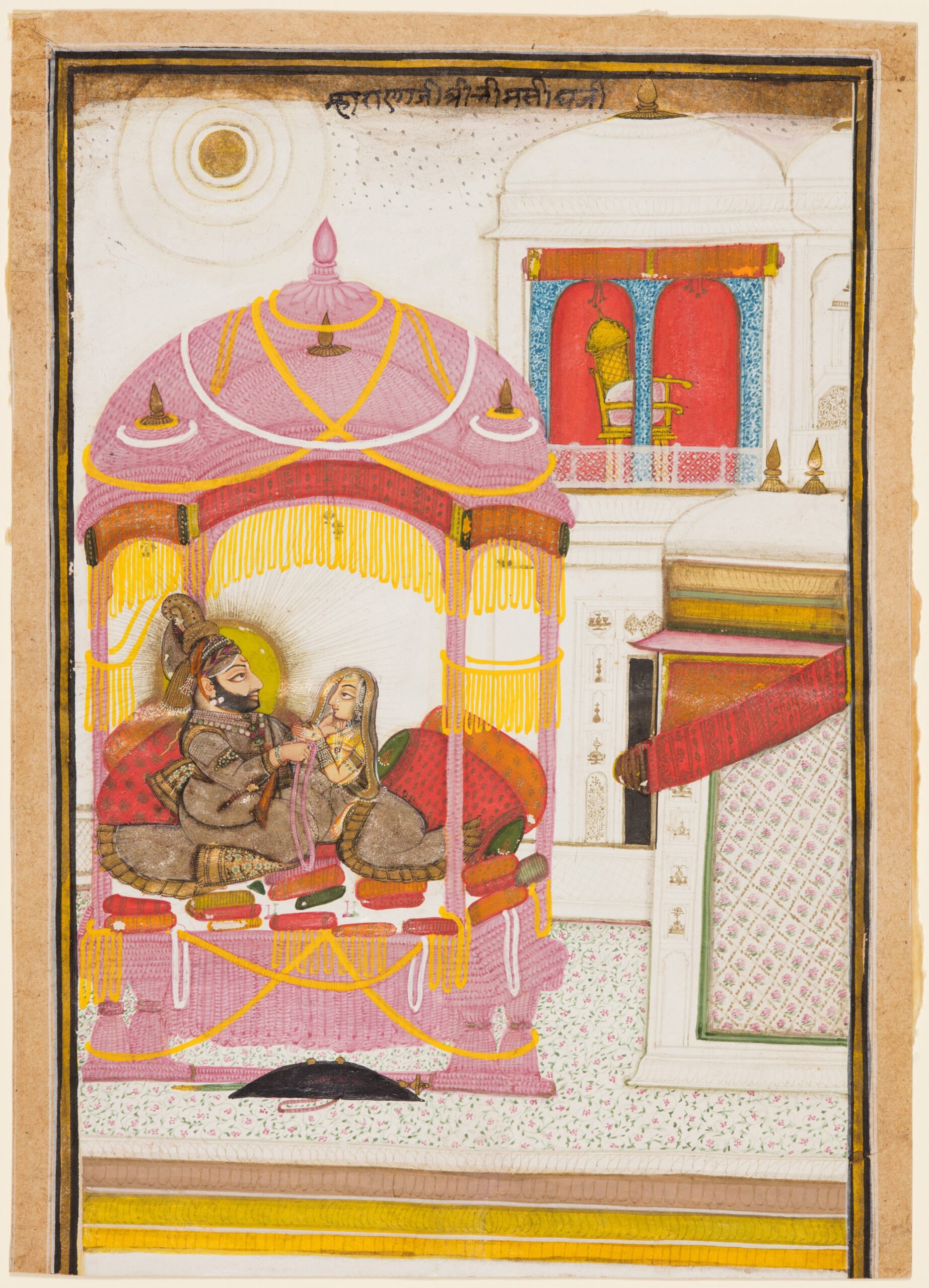 Maharana Bhim Singh of Mewar (r. 1778–1828) with a Consort, rajput, c. 1810