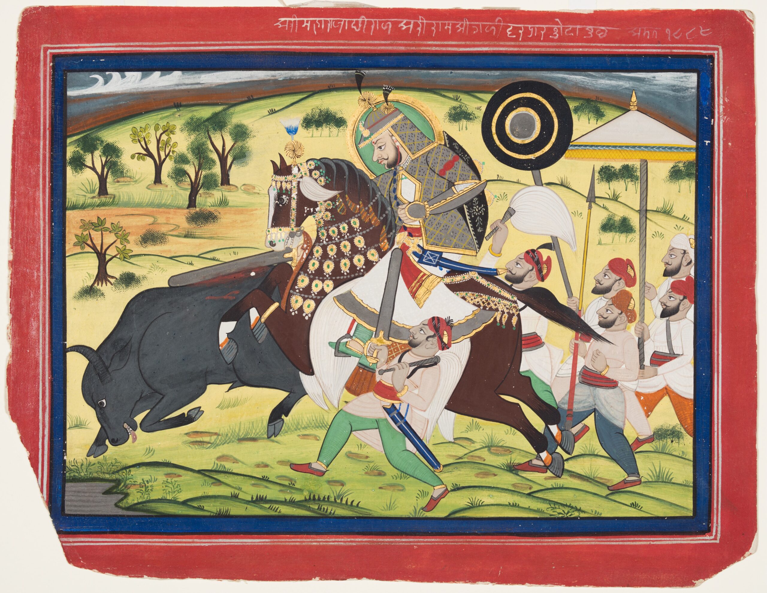 Maharao Ram Singh II of Kota (r. 1828–66) Hunting Buffalo, rajput, 1832