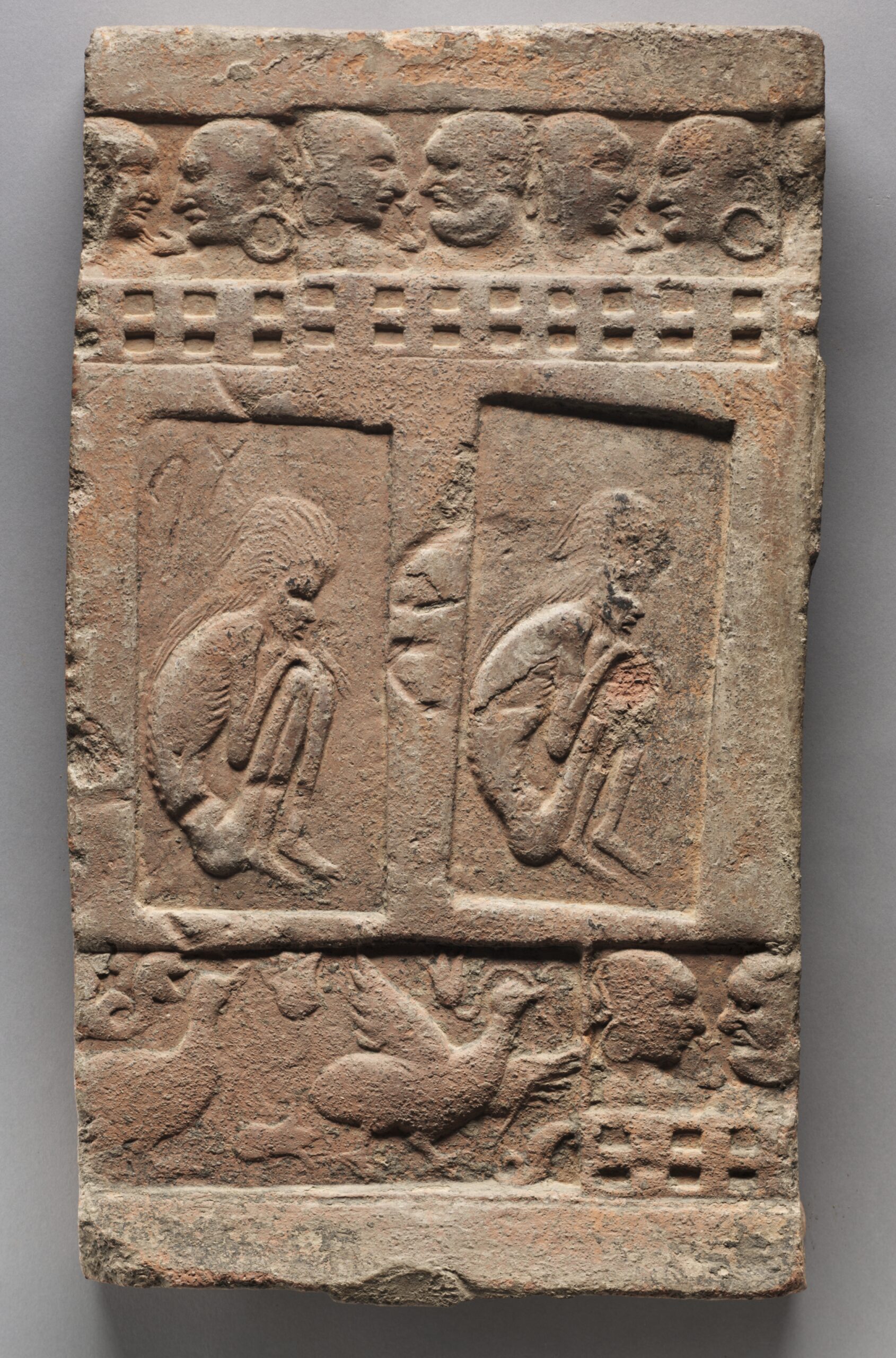 Seated Ascetics, terracotta, 300s CE