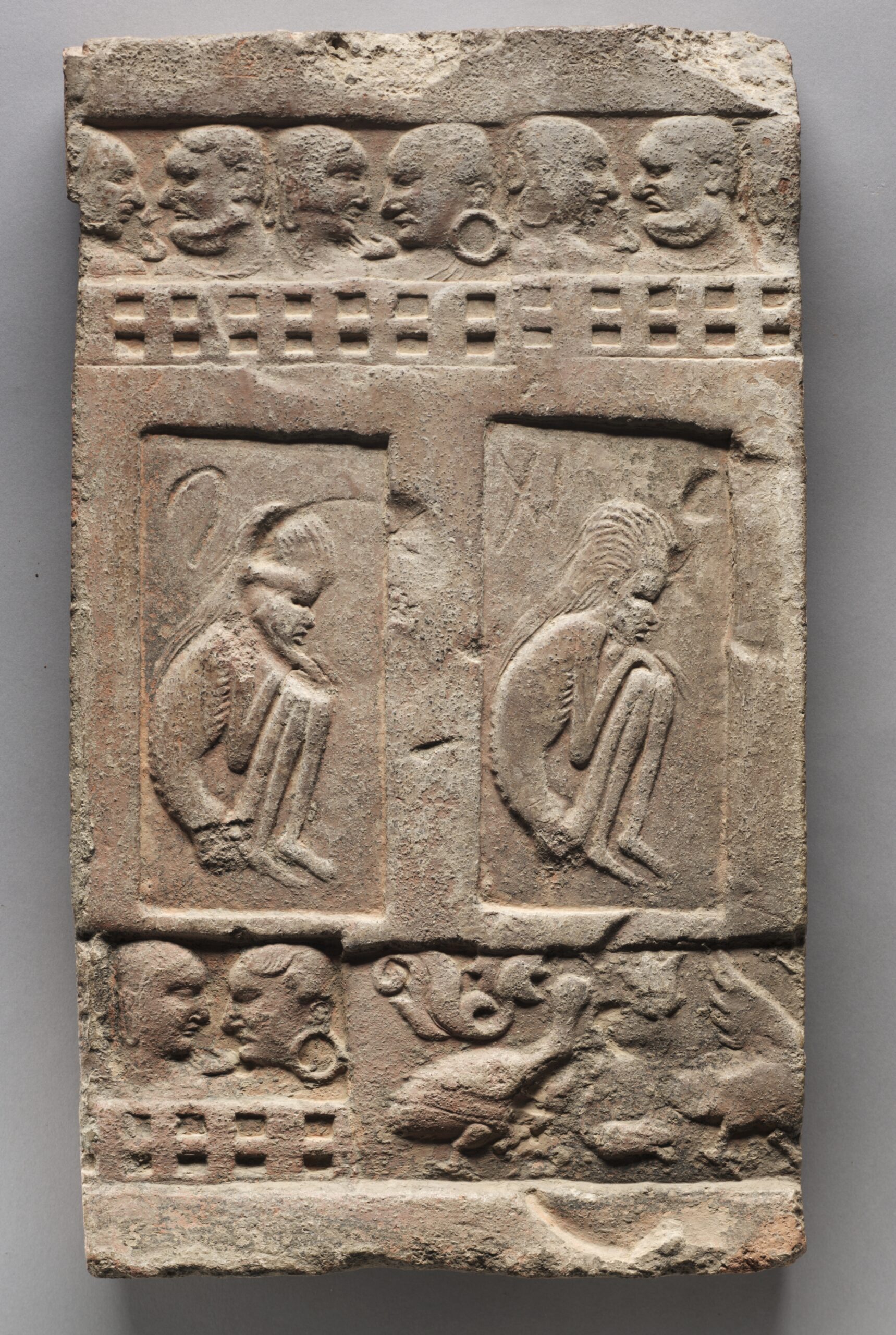 Seated Ascetics, terracotta, 300s CE