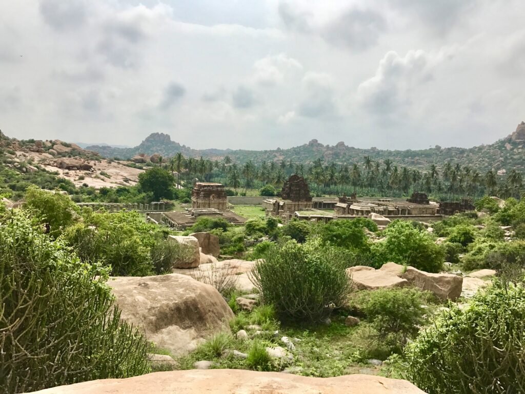 15th-16th century ruins of market and Vaishnavism Achyutaraya Tiruvengalanatha temple, Hampi Hindu monuments Karnataka