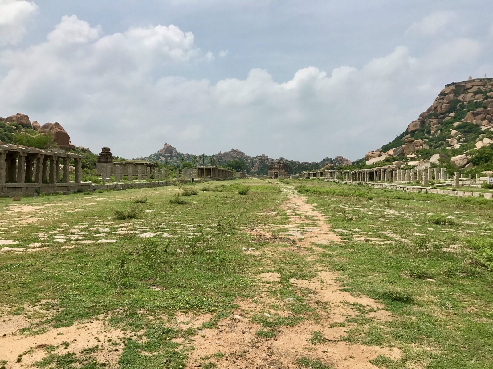 15th-16th century Ruins of market and shops road facing Achyutaraya temple, Hampi Hindu monuments Karnataka, vijayanagara