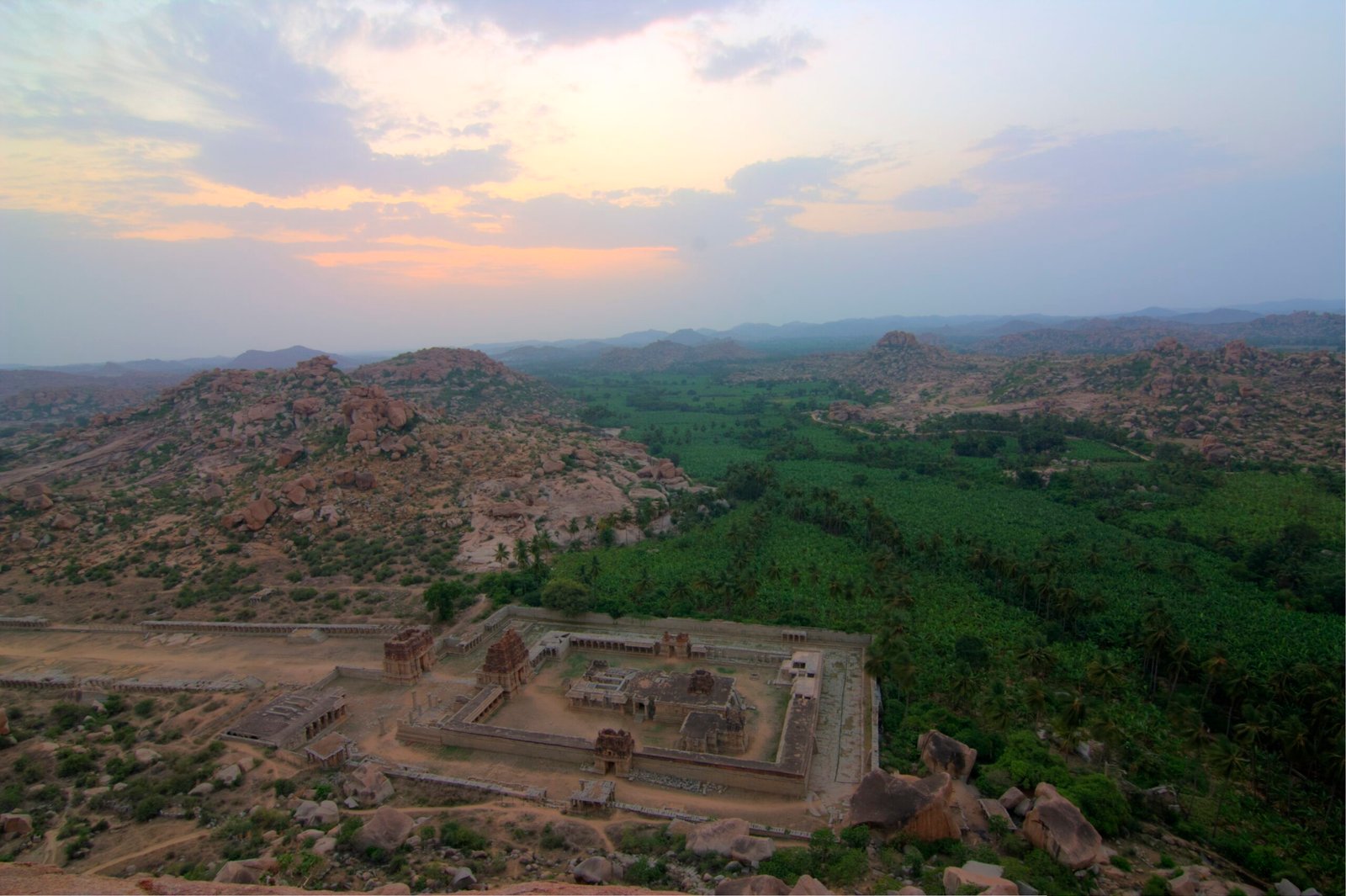 Achyutaraya Temple from atop Hemakunta Hill, vijayanagara