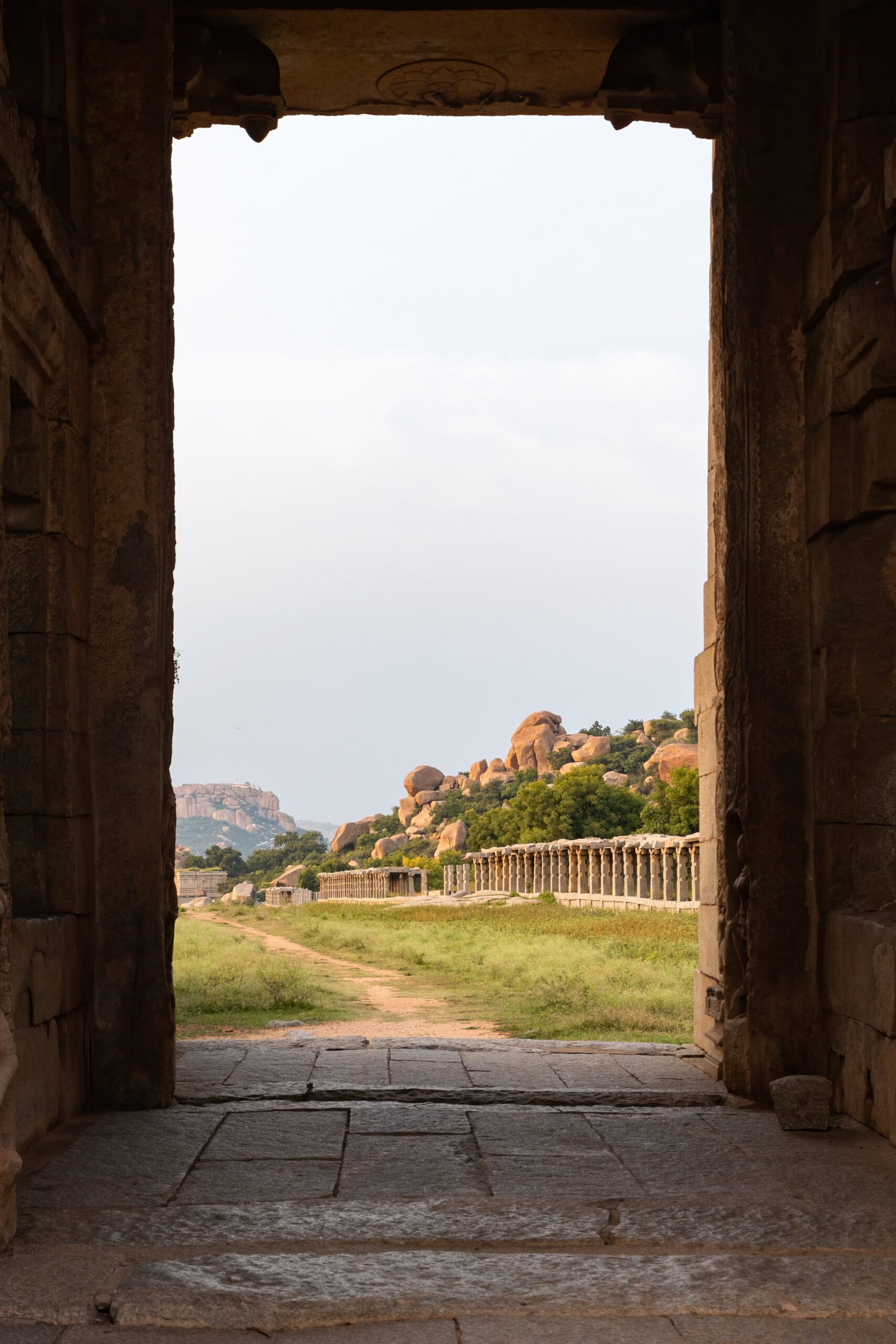 Courtesan's complex through the Galigopuram of Achyutaraya complex, vijayanagara