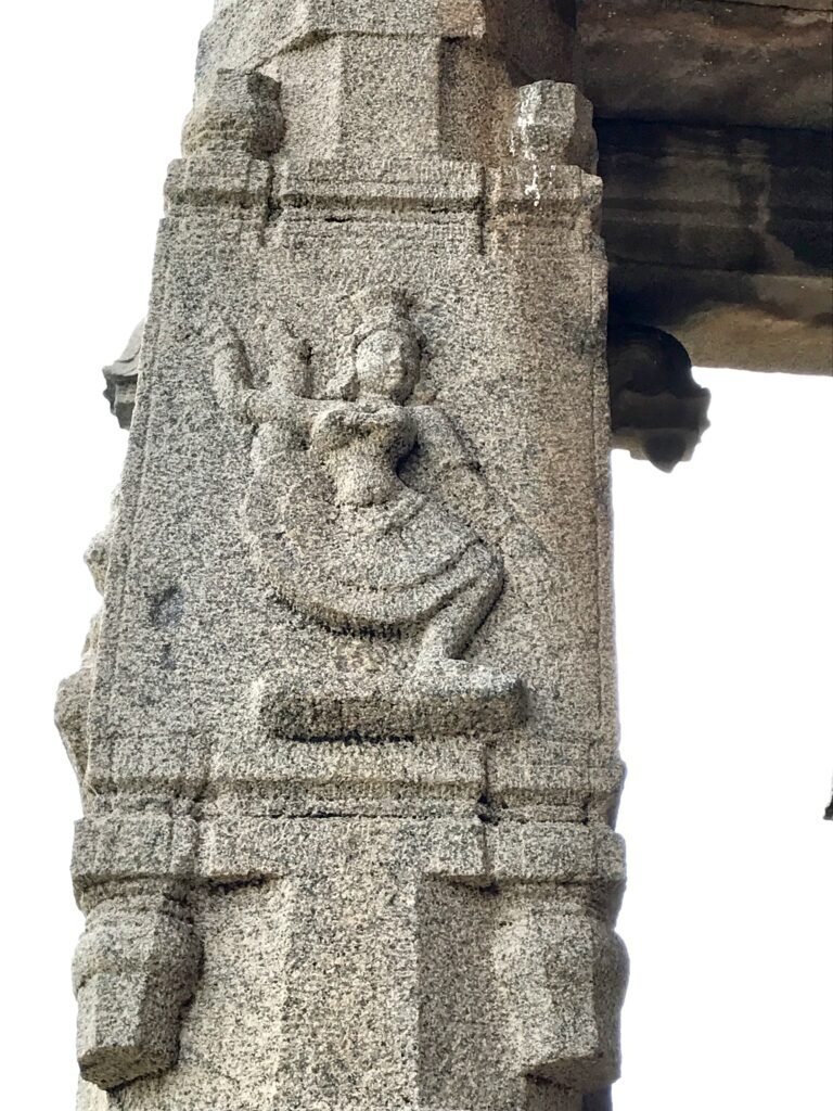 A dancer relief at the Kadalekalu Ganesha temple, Hampi Hindu monuments Karnataka