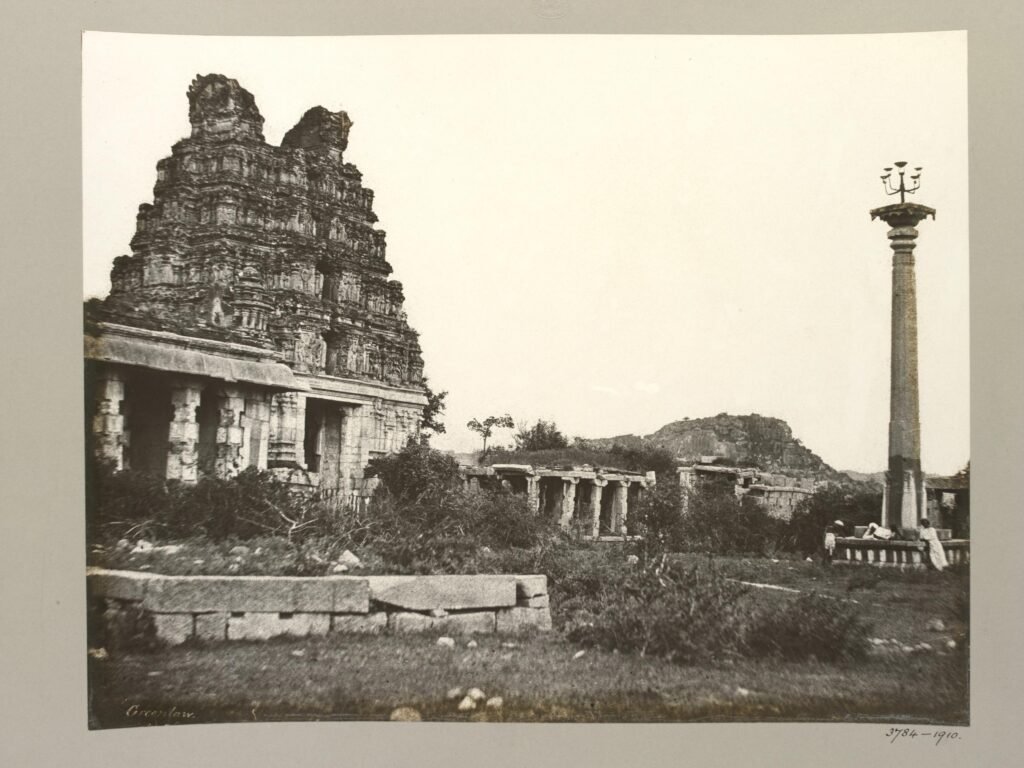 Eastern Gopura and Lamp Column, Vitthala Temple Complex 1856 photo