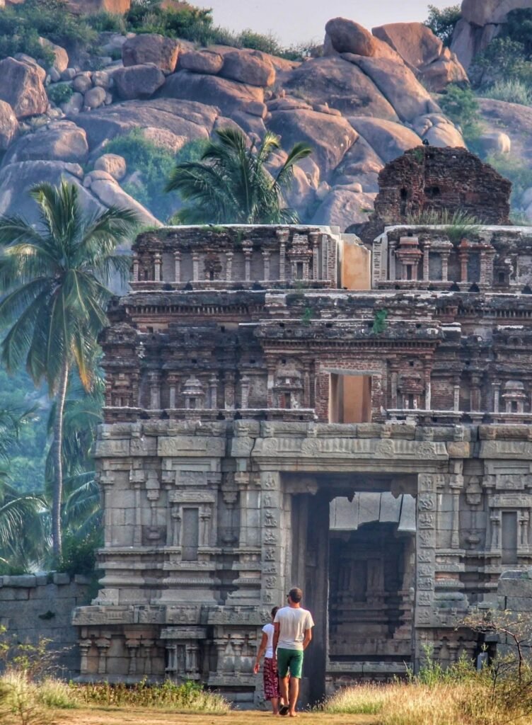 Foreigners enjoying the view at hampi