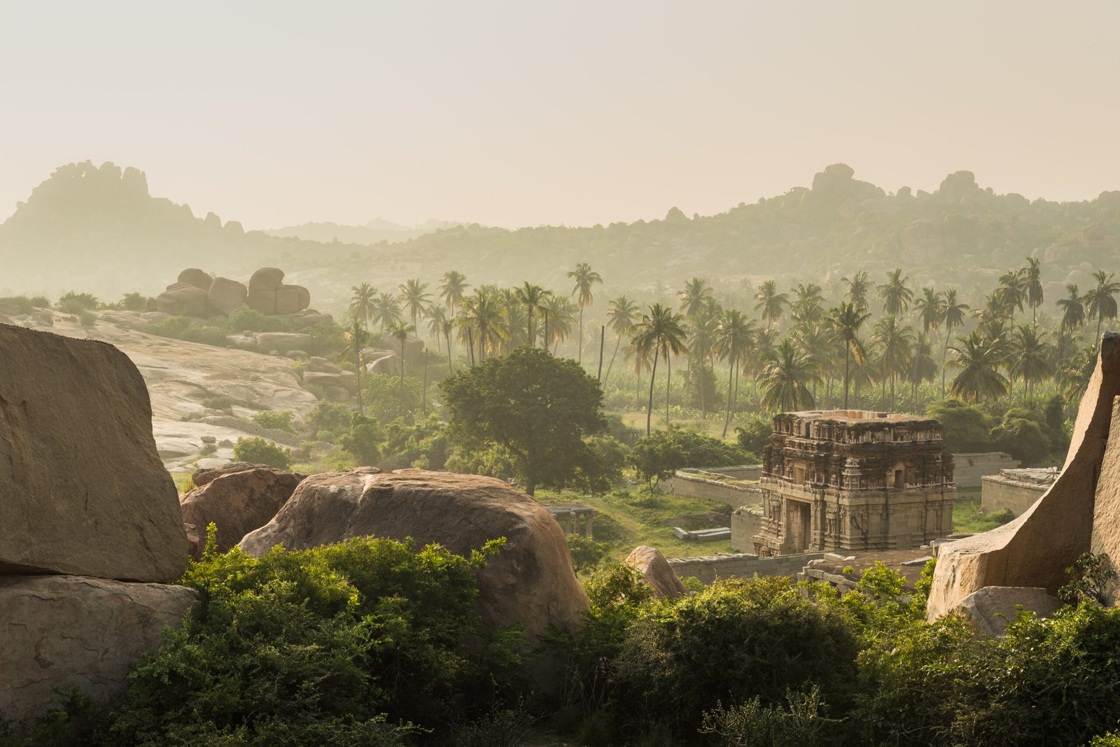 Morning Sun on the northern outer 'gopura', Achyutarya Temple Complex, vijayanagara