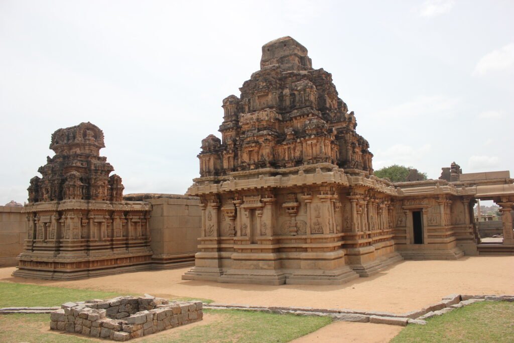 Rear view of shrines in Hazara Rama temple in Hampi