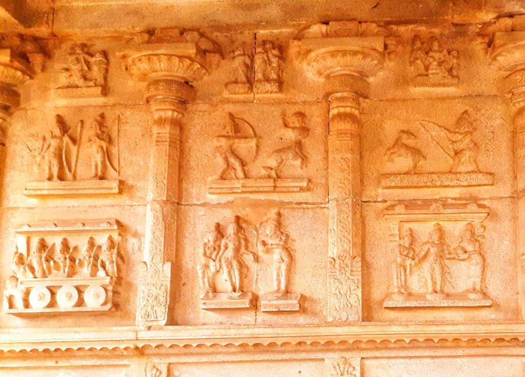 Scenes from Ramayana depicted on the walls of Hazara Ram Mandir