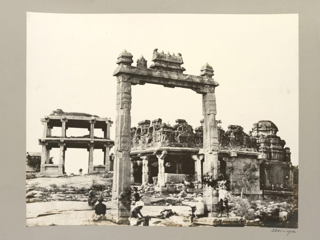 Hampi King’s Balance Vitthala temple street entrance near river 1856 photo