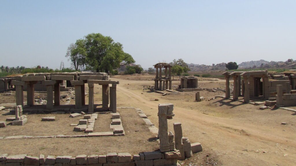 Ruined car street in front of hazara rama temple, Kamalapuram, Hampi